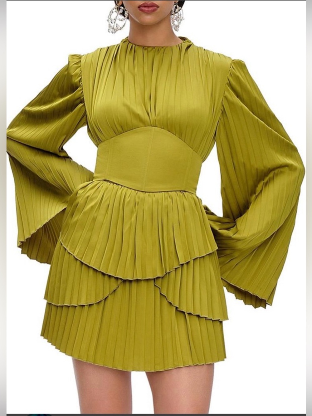 ANDREA IYAMAH
The Lenti Pleated Mini Dress in Onyx (Size S)